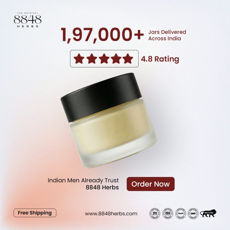 8848 Organic Delay Cream jar with delivery and rating highlights